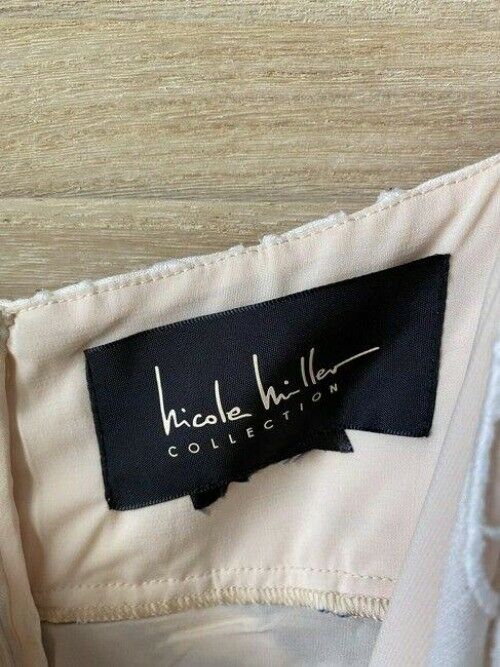 nicole miller white blue w linen w embroidery msrp small short casual dress