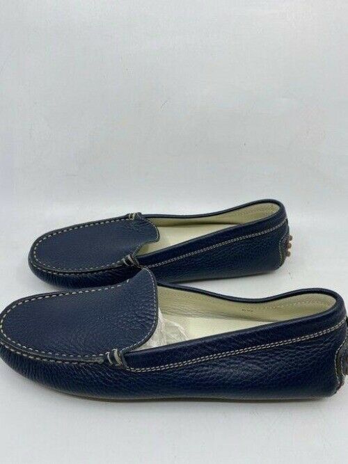 tod s navy leather classic loafers flats size us