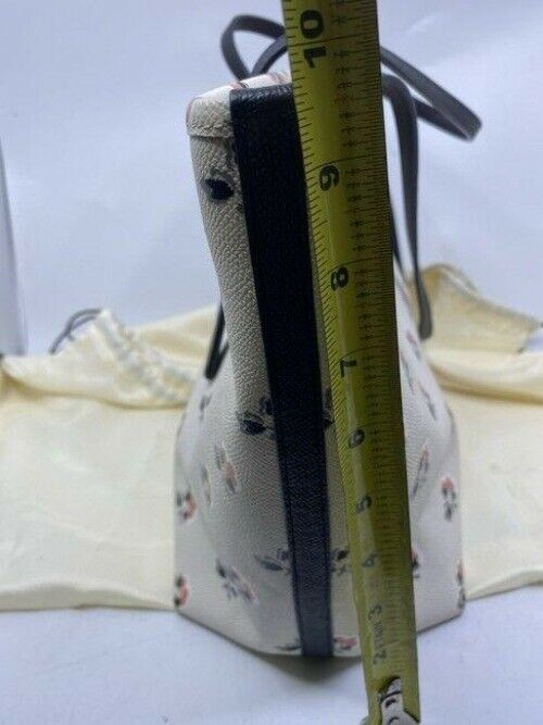 Coach shopping xl floral great condition msrp white black leather tote
