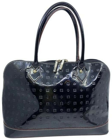 arcadia handbag made in italy black patent leather tote