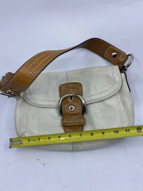 coach off white brown leather shoulder bag