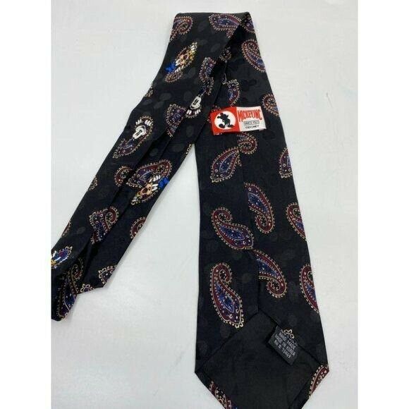 NWOT Disney Black Burgundy Neck Tie 100% Silk