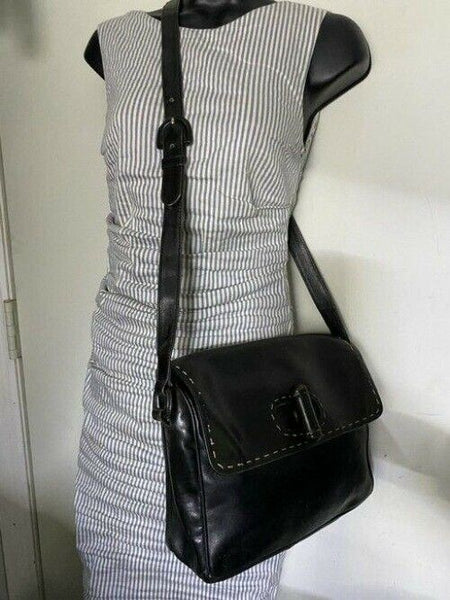 prada vintage black leather cross body bag