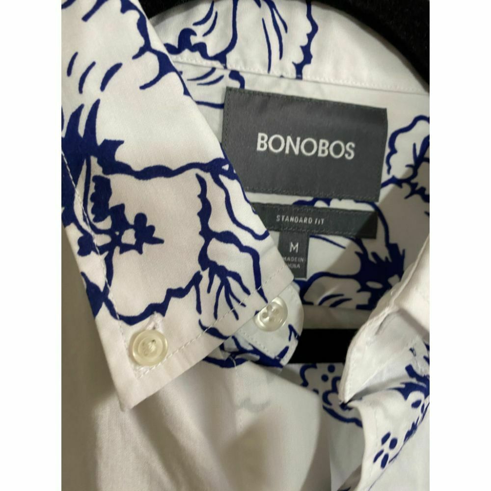 BONOBOS White Blue Printed Long Sleeve Button Down Shirt Size M