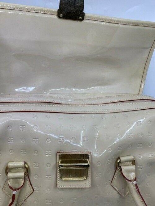 arcadia handbag made in italy cream patent leather tote