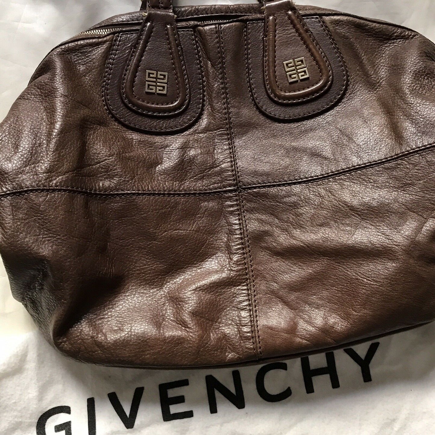 GIVENCHY Brown Leather Nightingale Handbag Msrp $2,200