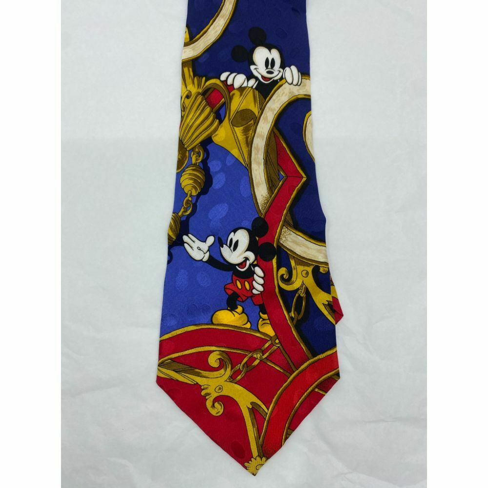 MICKEY MOUSE Disney Neck Tie Blue Red Orange Hand Made 100% Silk