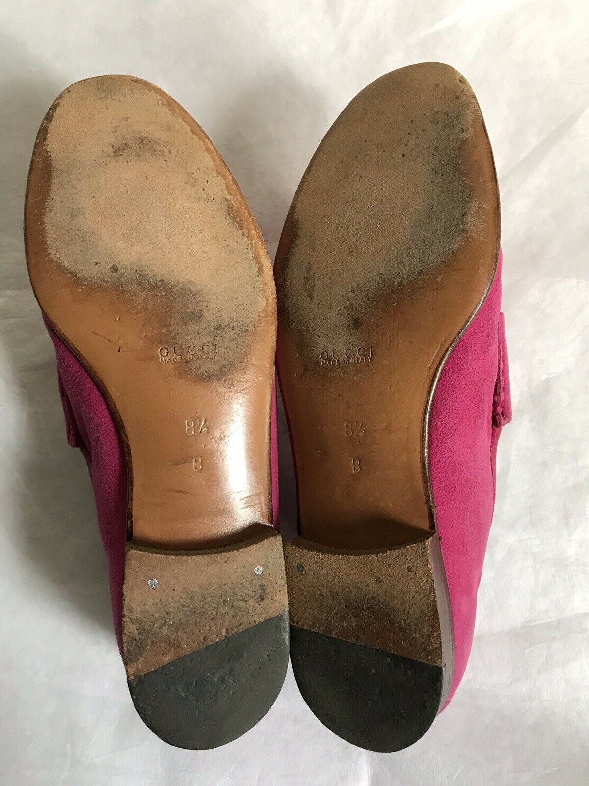 GUCCI Pink Suede Horsebit Loafers 8.5