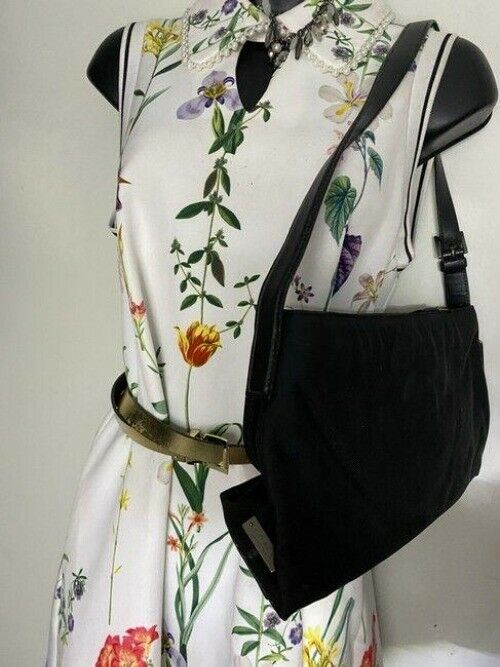 coach medium material black fabric shoulder bag