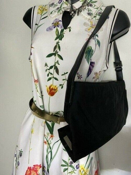 coach medium material black fabric shoulder bag