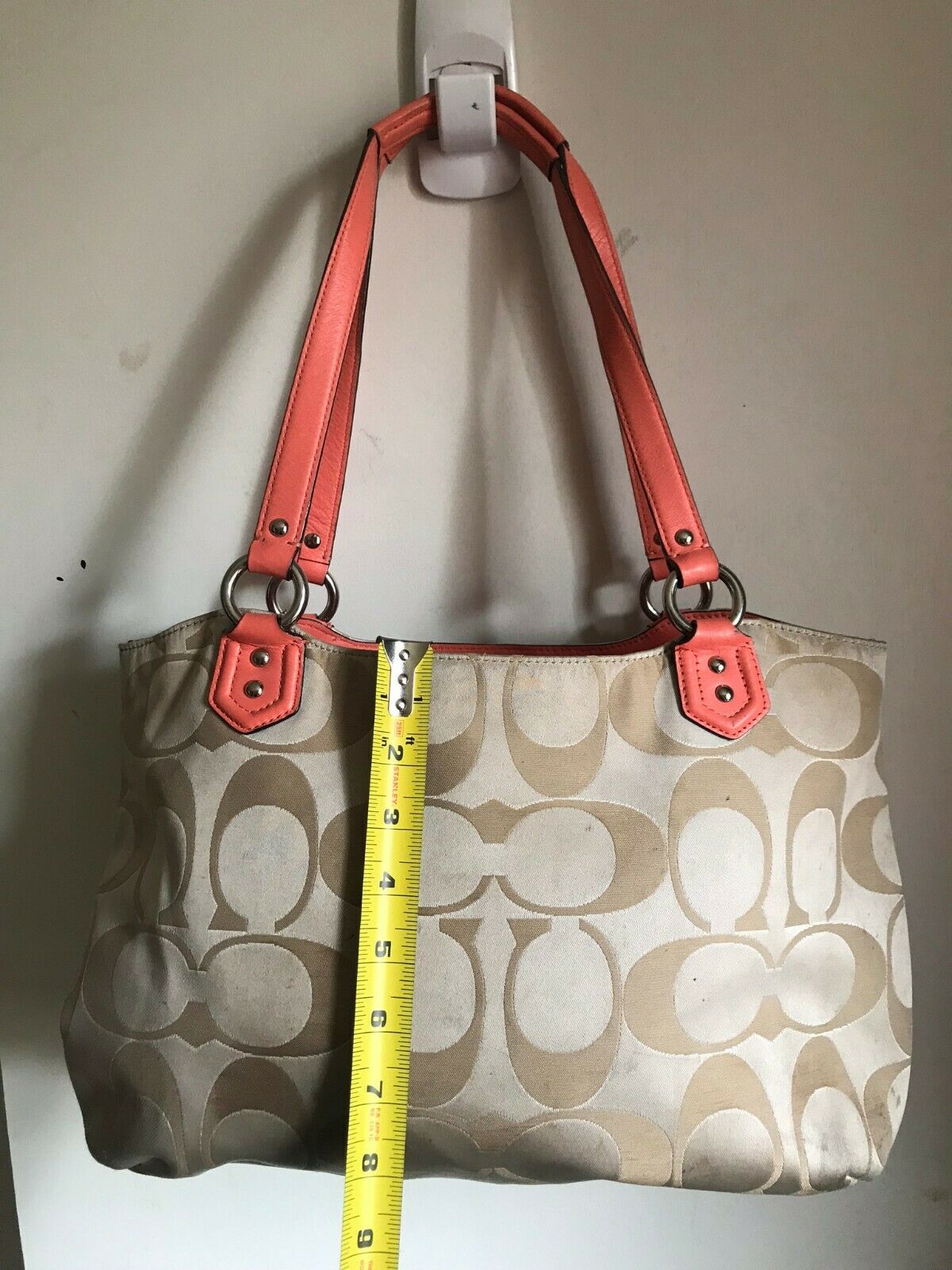 Coach Beige Interwoven Jacquard Bag
