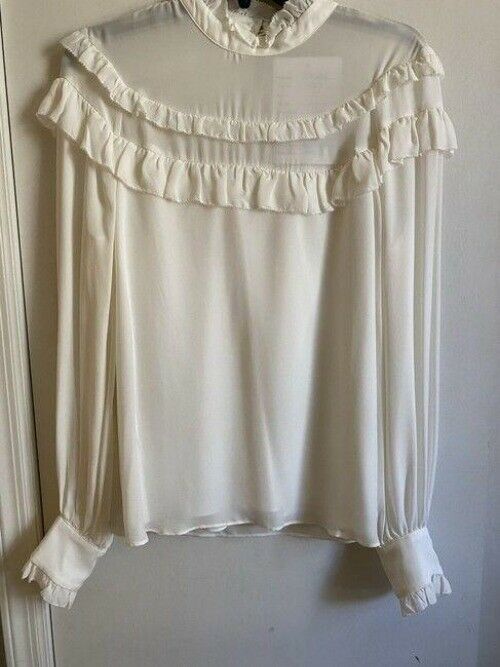 Nicole Miller off white new french ls msrp small blouse