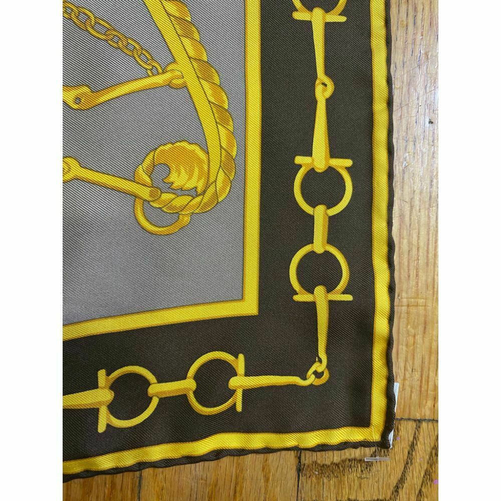 GUCCI Silk Scarf Gray Yellow Brown Msrp 550