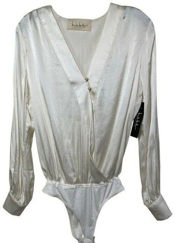 nicole miller white new ls body suit msrp