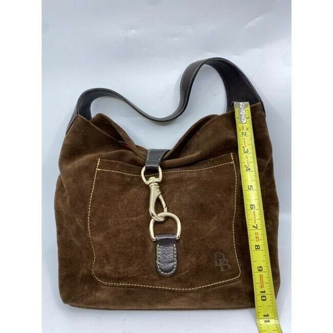 dooney and bourke brown suede leather hobo bag