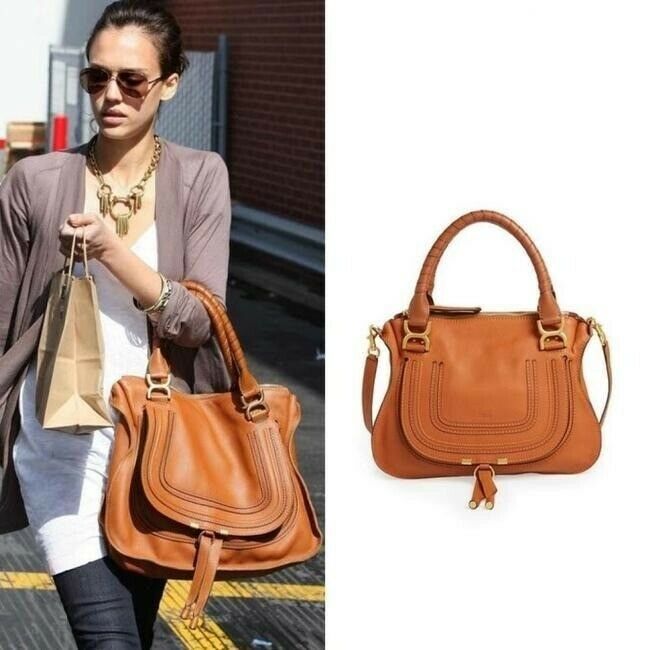 chloe marcie tan leather satchel