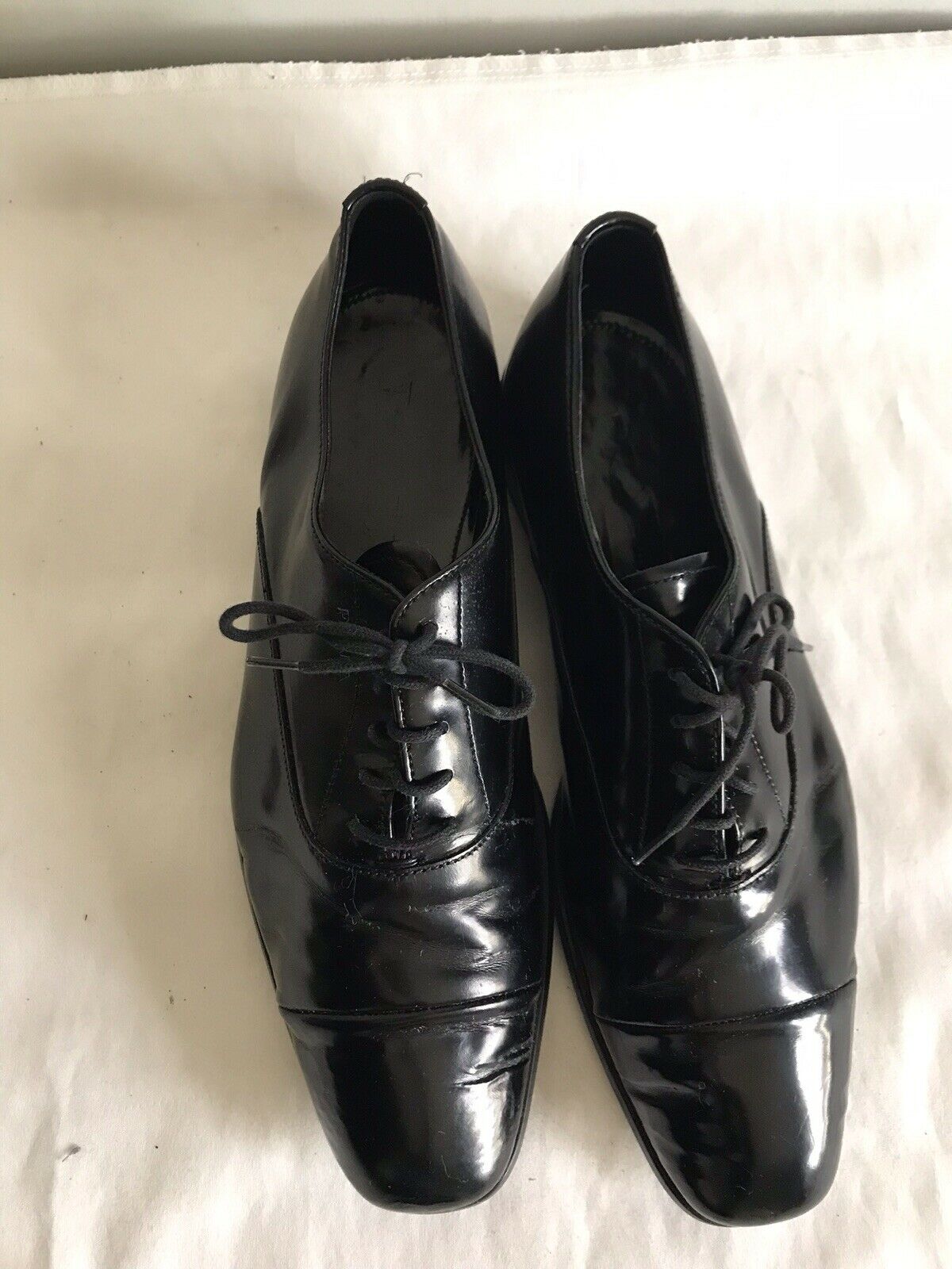 Prada Black Leather Lace-Up Oxfords
