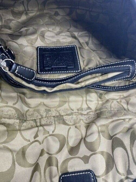 coach medium bag handbag black leather shoulder bag