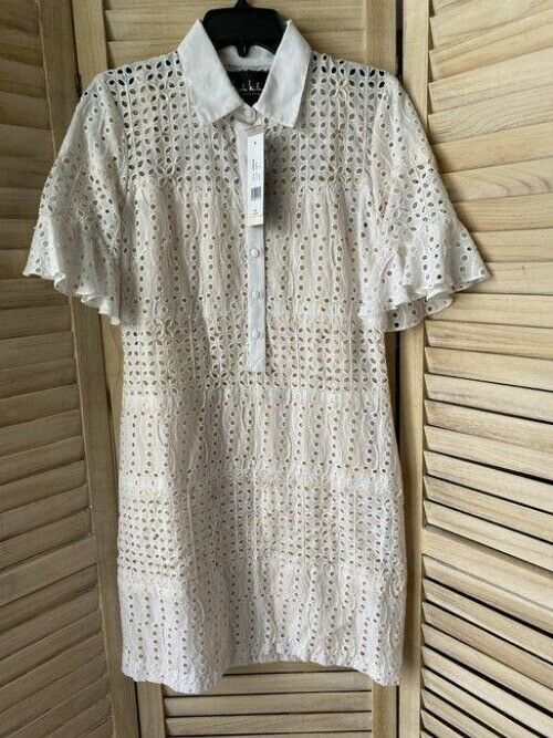 Nicole Miller white collared eyelet msrp