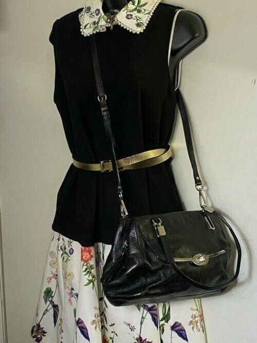 coach large black leather cross body bag