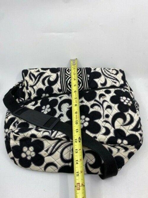 vera bradley xl black white fabric cross body bag