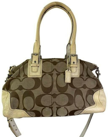 coach bag cream black fabric tote