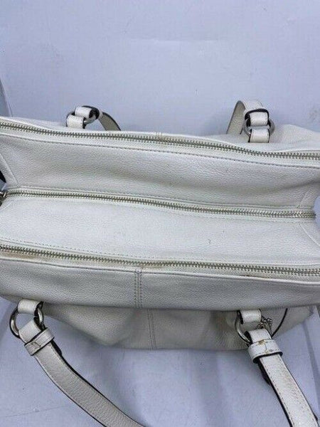 Coach w medium handbag w strap classic white leather shoulder bag