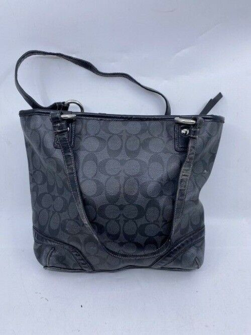 Coach Classic Black Coated Canvas Shoulder Bag