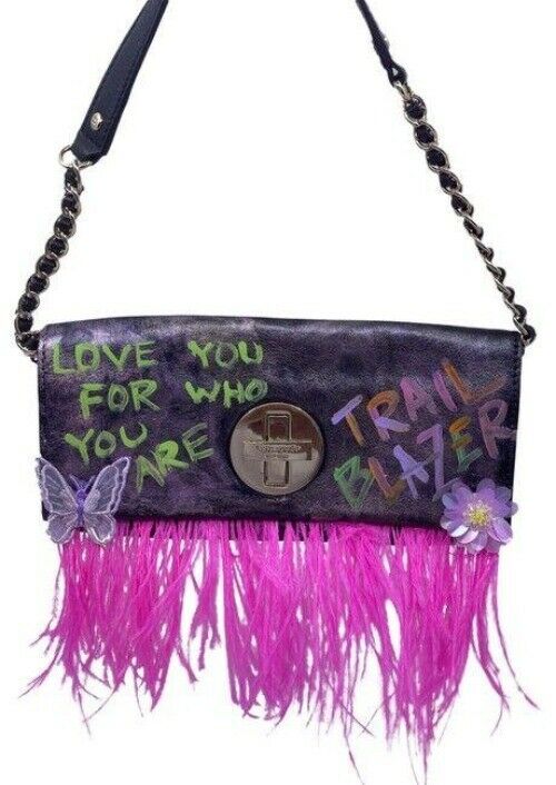 kate spade w hand customized by me w applique street black pink hobo bag