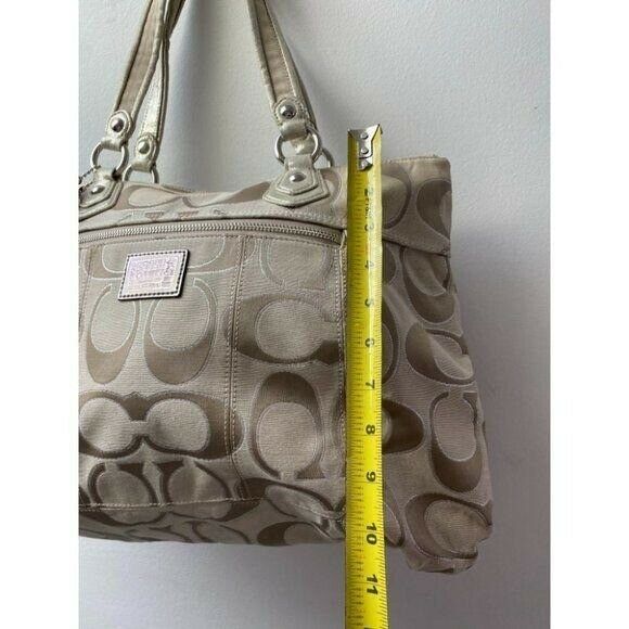 COACH Large Tan Jacquard Fabric Tote Bag