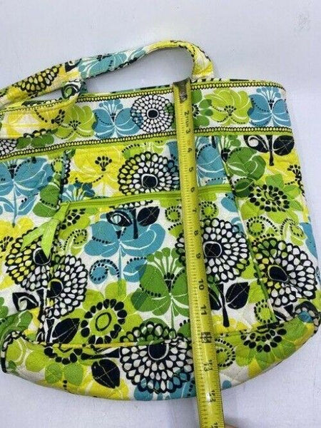 vera bradley bag quilted green blue white fabric tote