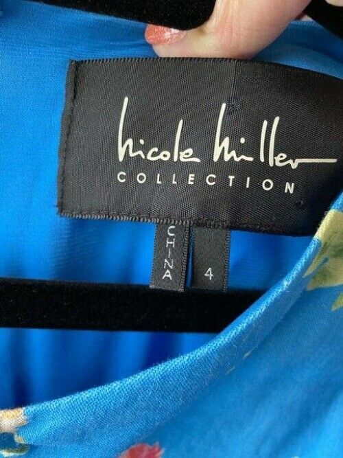 Nicole Miller blue pink nwot blue on linen sheath msrp short formal dress