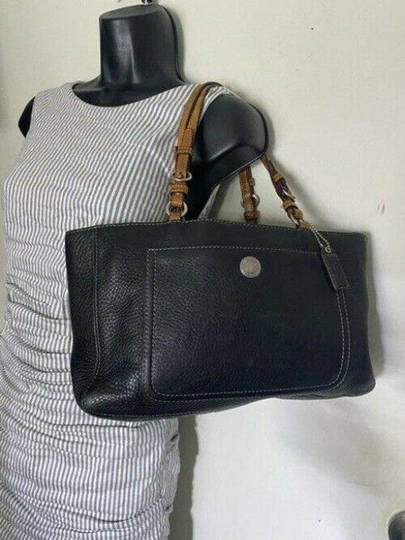 coach medium bag handbag navy leather shoulder bag