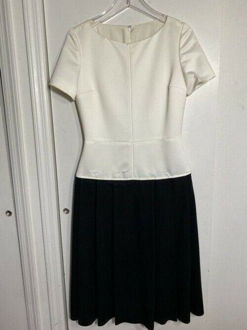carolina herrera white black new sample mid length cocktail dress