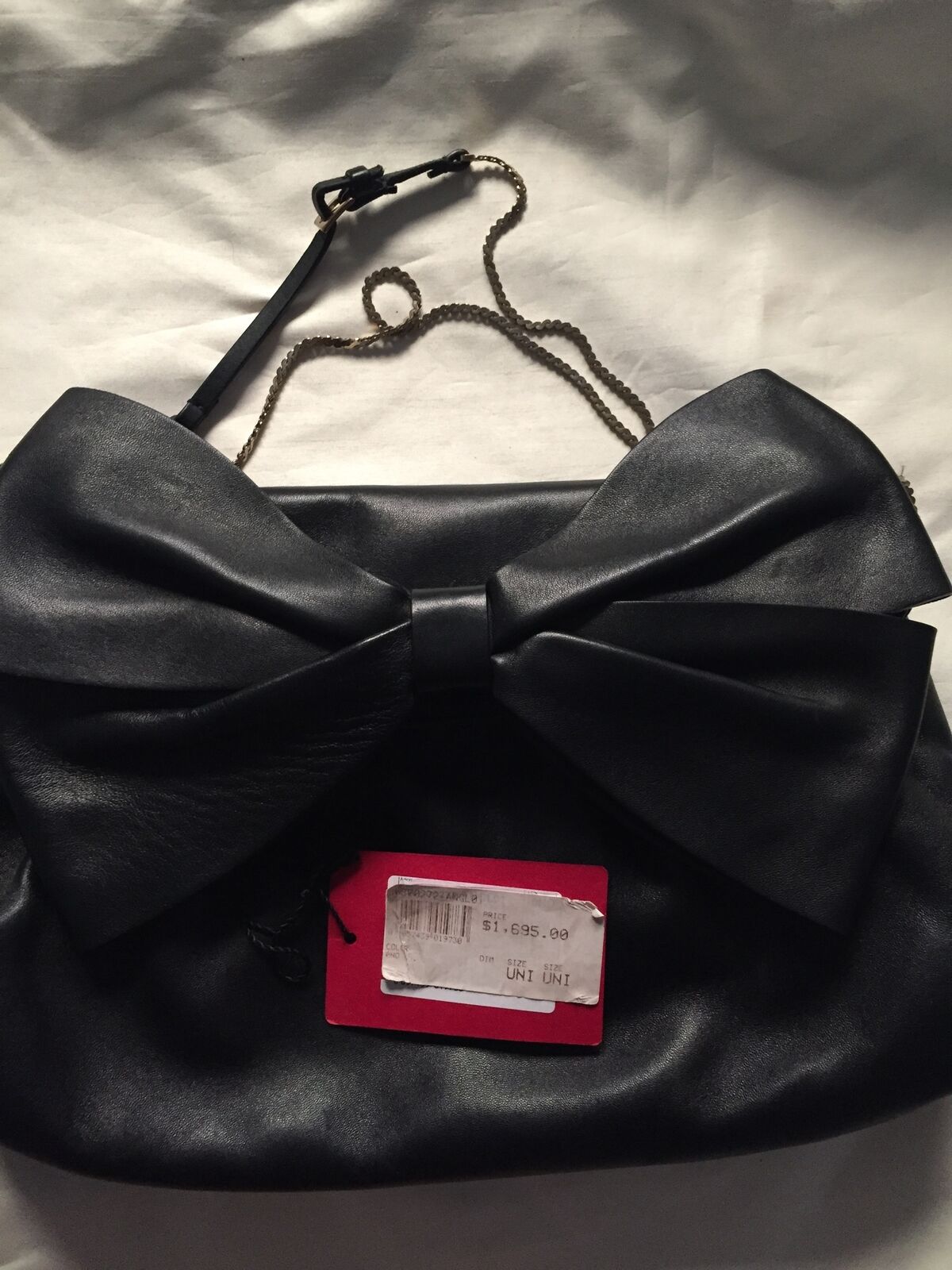 VALENTINO Black Leather Bow Shoulder Bag/ Crossbody