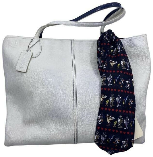 coach tote w large bag tote w detachable specialty white leather shoulder bag