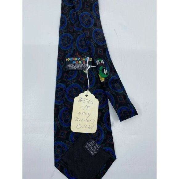 NWOT Looney Tunes Neck Tie Navy Diamond Circles