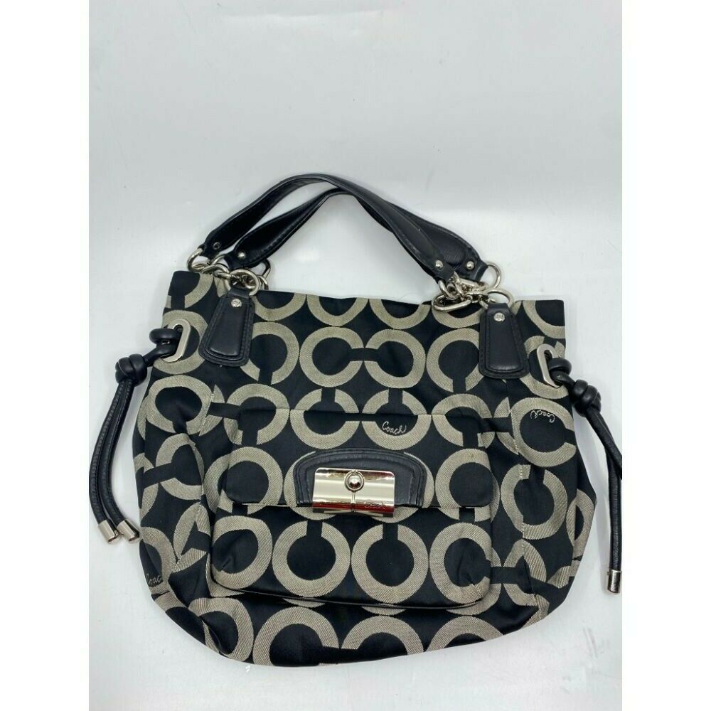 Coach Women's Large Black Tan Fabric Tote Bag