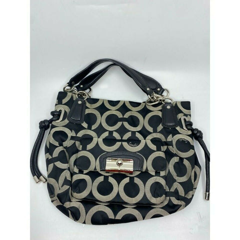 Coach Women's Large Black Tan Fabric Tote Bag