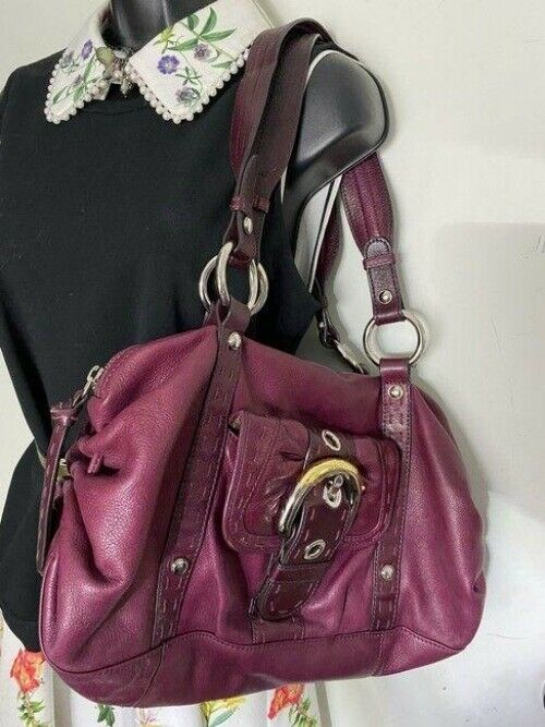 b makowsky purple leather shoulder bag