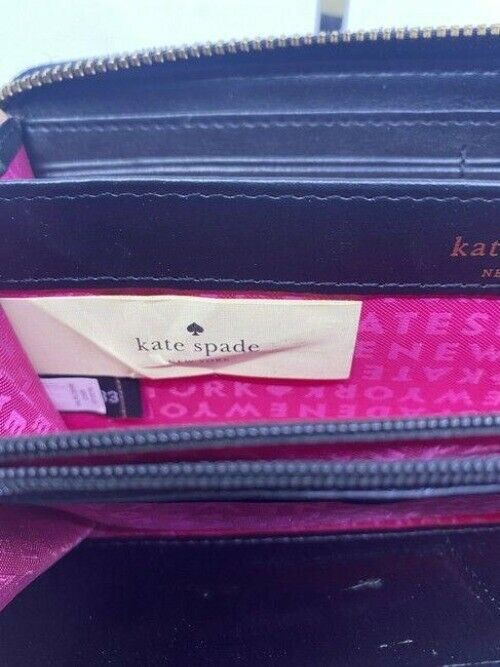 Kate Spade Black White Sailing Striped Large Wallet