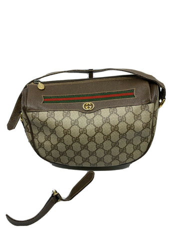 GUCCI Vintage Brown Monogram Shoulder Bag