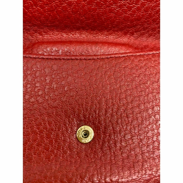 GUCCI Women Red Tri Fold Leather Wallet