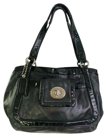 COACH Large Black Leather Shoulder Bag