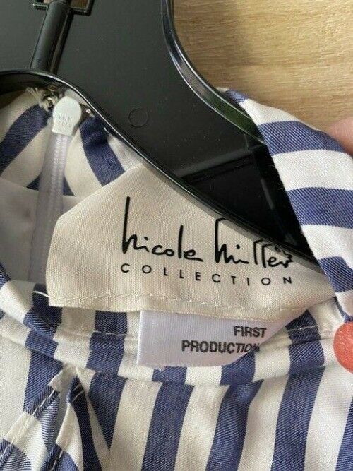 Nicole miller navy white new stripe msrp small short casual dress