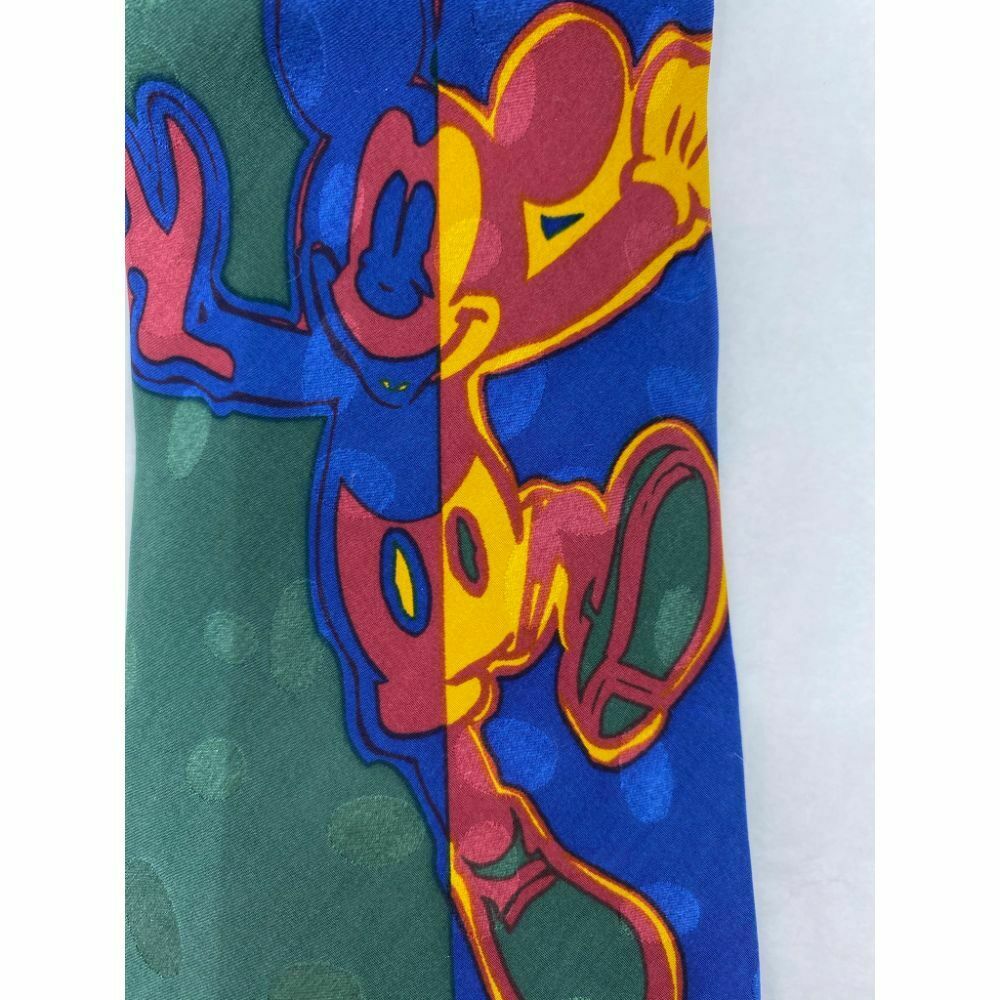 New! MICKEY MOUSE Disney Neck Tie Blue Green 100% Silk Handmade