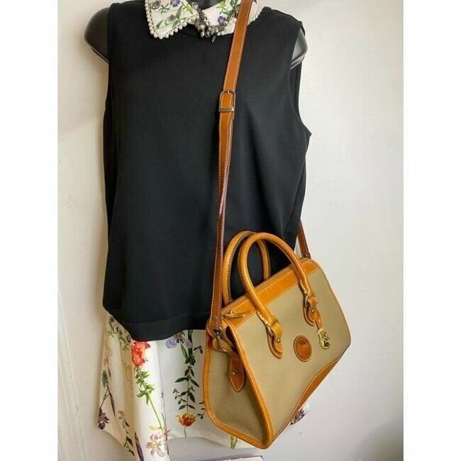 dooney and bourke vintage gray brown leather cross body bag