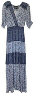 nicole miller blue brown new msrp long formal dress