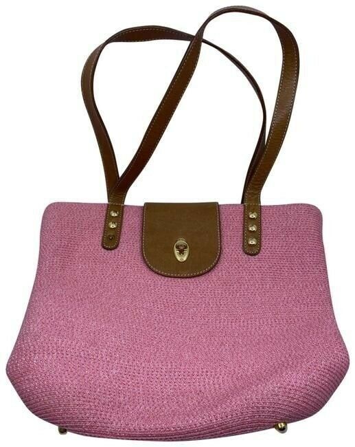 Eric Javits Shopper Pinkgreen Weave Shoulder Bag
