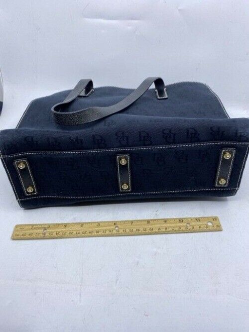 Dooney And Bourke East West Logo Tote Black Fabric Shoulder Bag